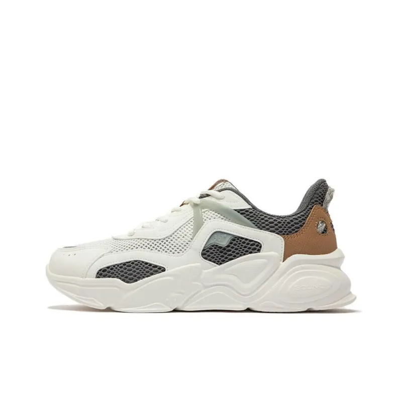 361° Wear Resistant Low Top Chunky Sneakers Men's White Gray Brown-0