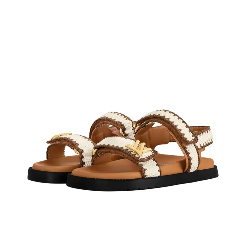 LOUIS VUITTON Sunset One Strap Sandals Women's Brown-2