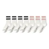 White Black Stripe 4-White with Pink Stripes 3[7 Pack]