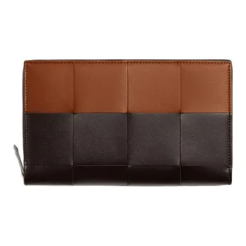 Bottega Veneta Intrecciato Calfskin Wallet Men's Brown Multicolor Wood