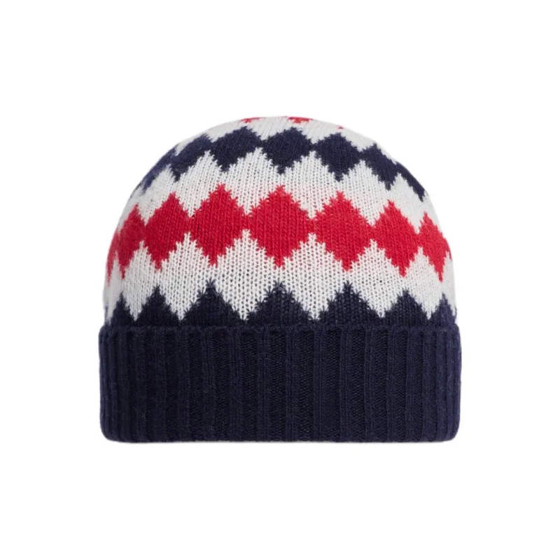 Moncler Logo Patch Pattern Intarsia Knit Beanie-1