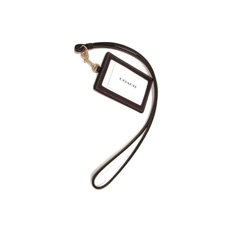 COACH Lanyard Coated Canvas With Leather ID Holder Card Holder Mini Unisex Dark Brown-4