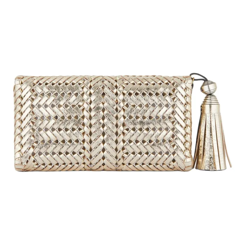 Anya Hindmarch Capra Leather Clutch Women's Gold-2