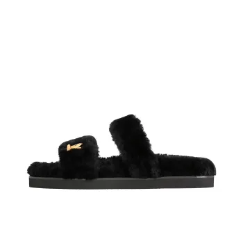 LOUIS VUITTON Rubber Sole Abrasion Resistant Slide Slippers Women's Black
