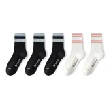 Black Blue Stripes 3-White with Pink Stripes 2[5 Pack]