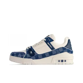 LOUIS VUITTON Trainer Slip Resistant Low Top Skateboard Shoes Unisex White Blue