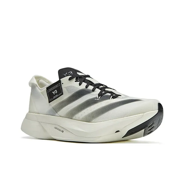 Y 3 Cushioning And Breathable Low Top Running Shoes Unisex White-3