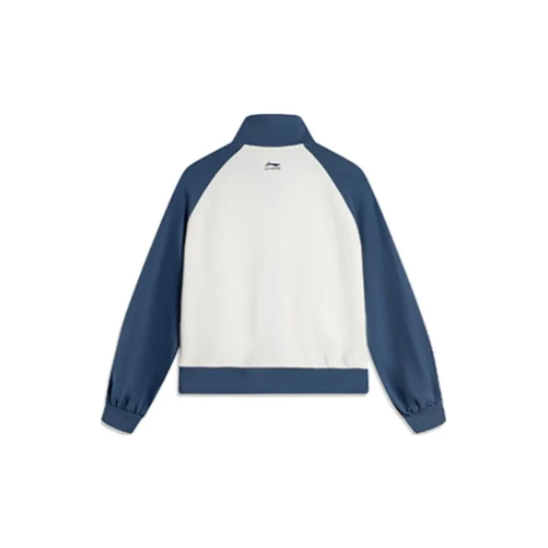 LiNing Sports Life Collection Sweatshirt Women's Ivory/Deep Prussian Blue-1