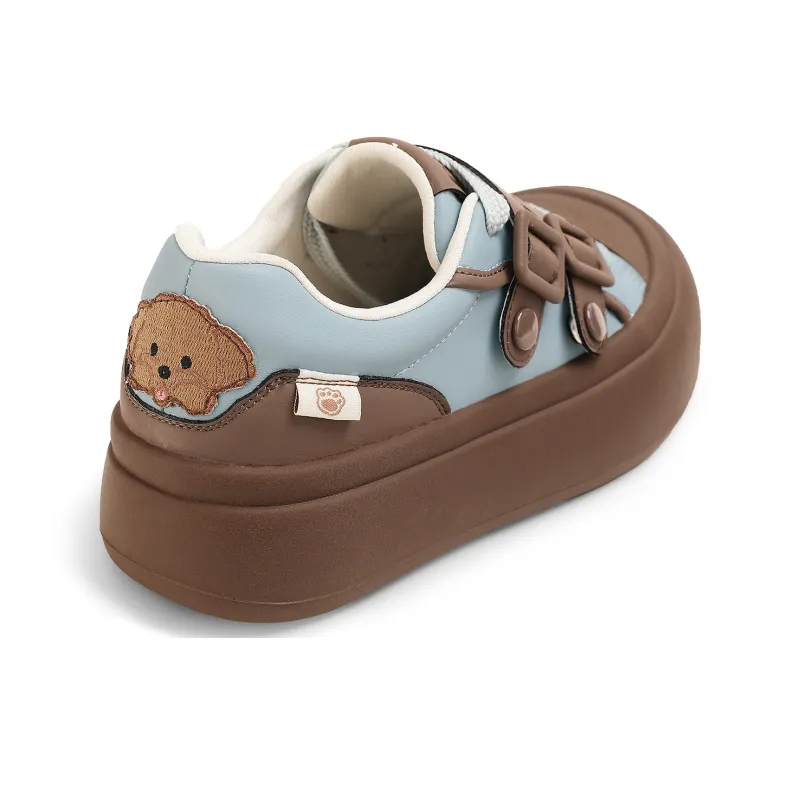 TTKJ Casual Single Shoes Low Top Women's Blue Coffee Color-3