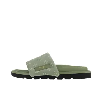 LOUIS VUITTON Rubber Sole Slip Resistant Slide Slippers Women's Green