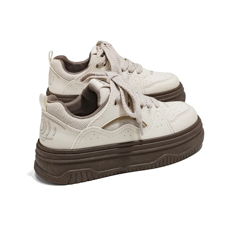 HUANQIU Abrasion Resistant Low Top Skateboard Shoes Women's Light Coffee-2
