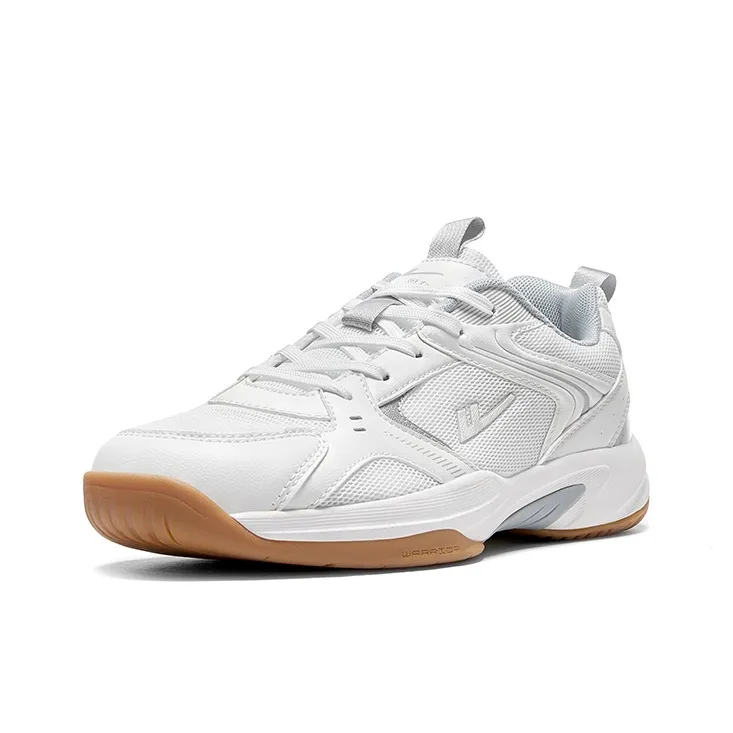 Warrior Balance Wear Resistant Lightweight Breathable Slip Resistant Low Top Badminton Shoes Men's White Silver-1