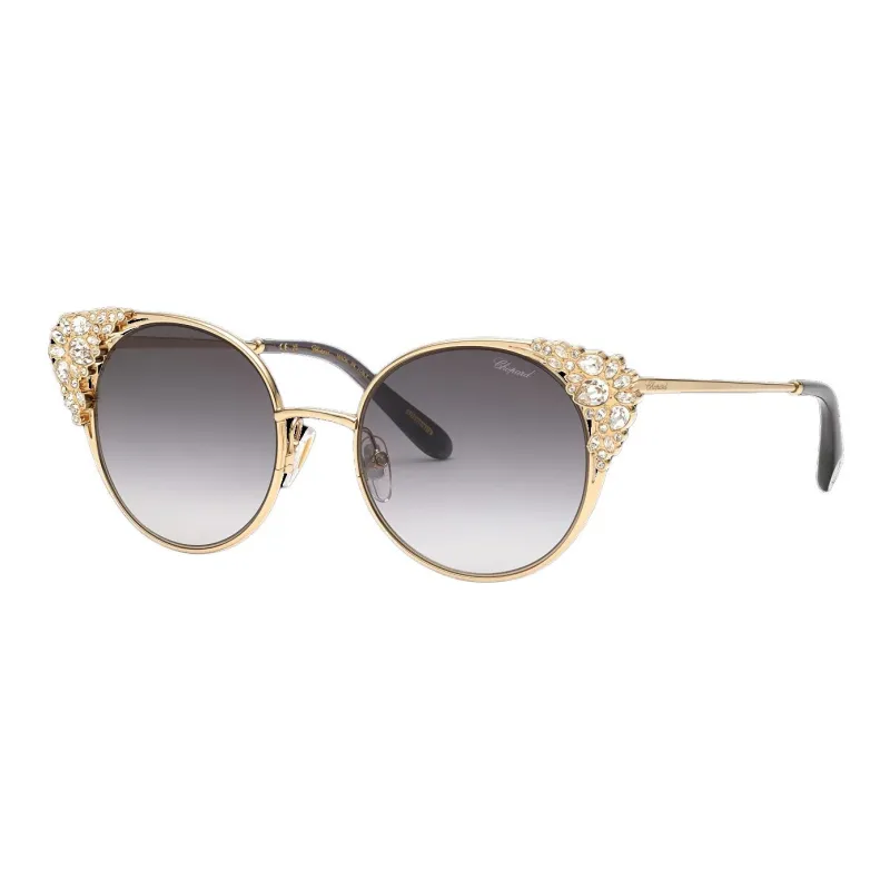 CHOPARD Palladium Plated Metal Crystal Round Sunglasses Women's Gold-0