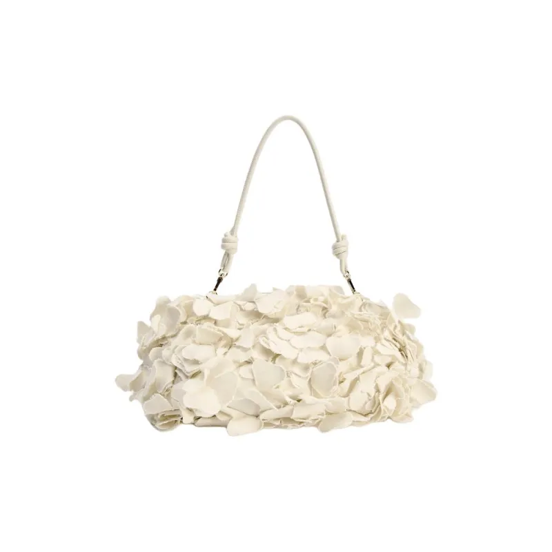 ZARA Cotton One Shoulder Crossbody Clutches Women's White-1
