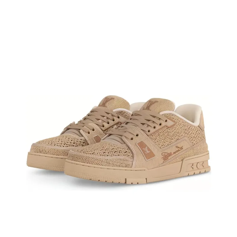LOUIS VUITTON Lv Trainer Beige Raffia-3