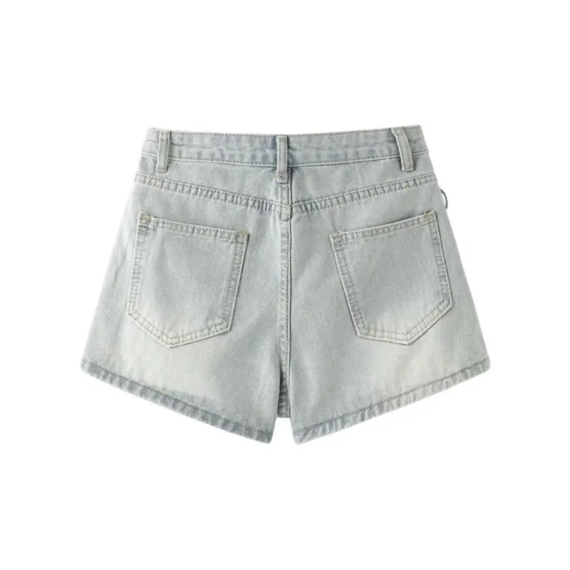 XUANSHU Denim Shorts Women's Light Blue-1