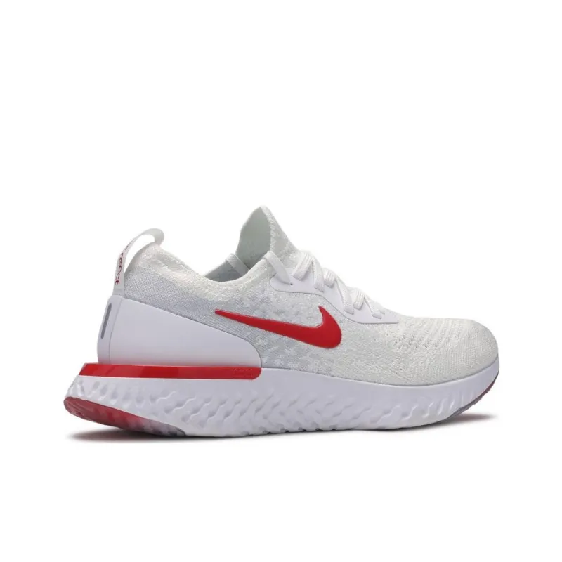 Nike Epic React Flyknit Non-slip Lightweight Low-Top Running Shoes GS White Red-1