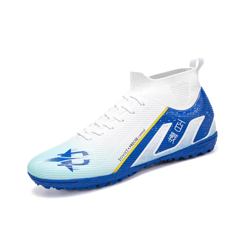 TriVict Win A Hundred Battles And Win A Hundred Victories. Soccer Shoes Unisex Mid Top White/Pink/Aqua/Blue-24