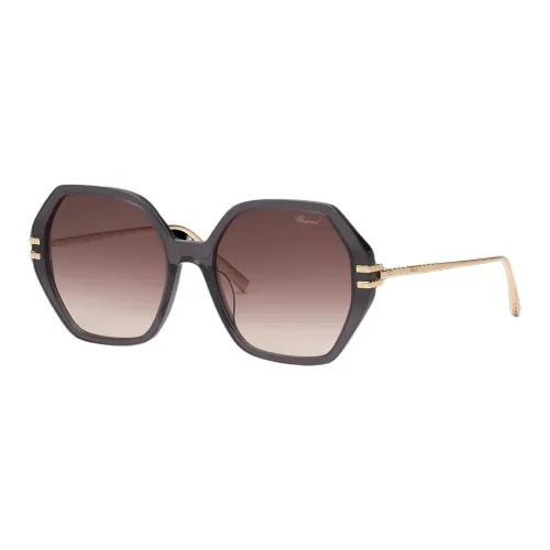 CHOPARD Plate Frame Titanium Bio Based Acetate Irregular Shape Sunglasses Women's Gray Gold