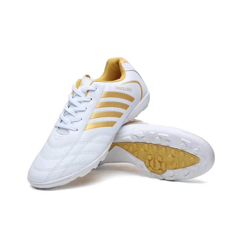 Binary TF Turf Shock Absorbers Slip Resistant, Abrasion Resistant, Lightweight Soccer Shoes Unisex White Gold-4