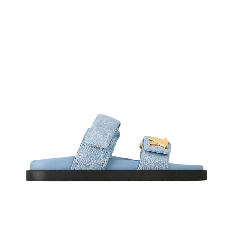 LOUIS VUITTON Sunset Slide Slippers Women's Blue-1