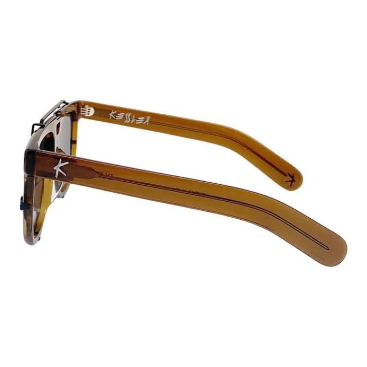 KESSLER Acetate Titanium Aviator Sunglasses Unisex Umber-1