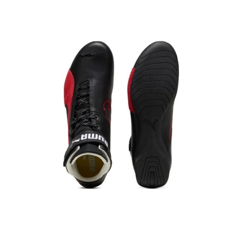 PUMA Ferrari Future Cat Anti Slip Wear Resistant Mid Top Training Shoes Unisex Black Red-4