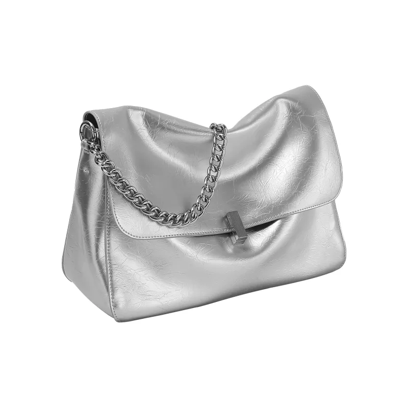 Miao Di Cow Leather Portable One Shoulder Crossbody Bag Regular Women's Starlight White/Moonlight Silver-4