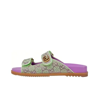 GUCCI Crystal Slip-Resistant Slide Slippers Women's Purple Green