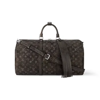 LOUIS VUITTON KeepallBandoulière Monogram Matte Cow Leather Shoulder Bag Crossbody Bag Handbag Travel Bag Men's Black