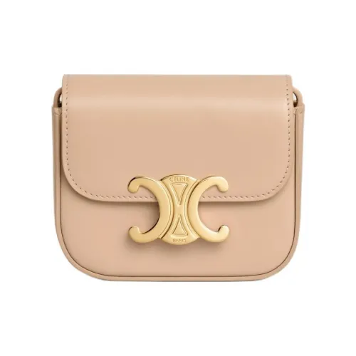 CELINE Triomphe Calfskin Shoulder Bag, Crossbody Bag square Women's Oat Beige