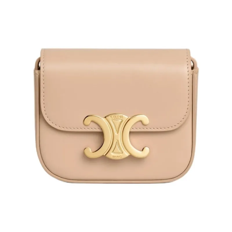 CELINE Triomphe Calfskin Shoulder Bag, Crossbody Bag Mini Women's Oat Beige-0