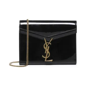 SAINT LAURENT Patent Leather Wallet Women's Black