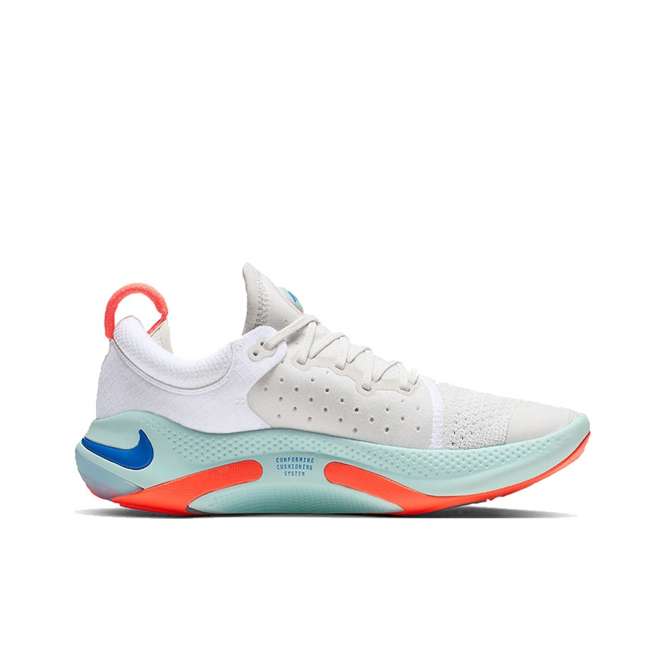 nike joyride run flyknit white bright mango racer blue