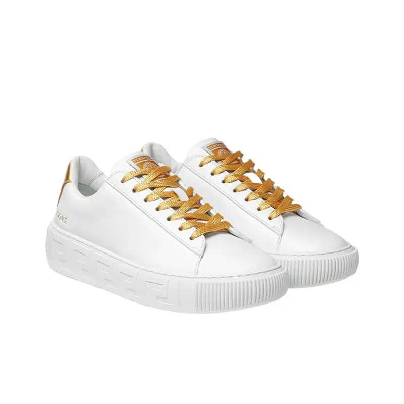 VERSACE La Greca Low Top Stylish Skateboarding Shoes Women's White-2