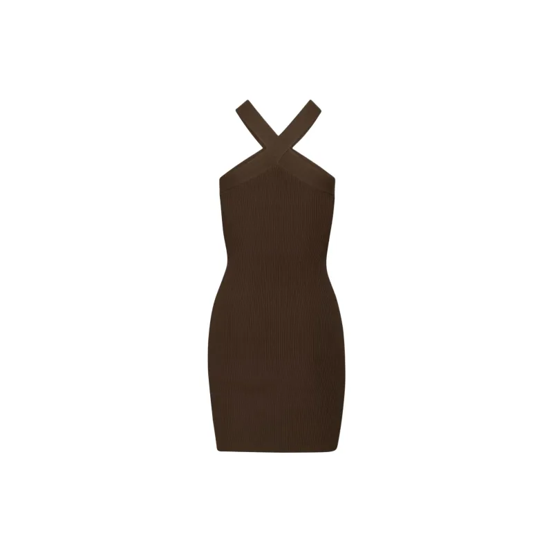 ARITZIA Babaton Sculpt Knit Criss Cross Dress Sleeveless Dress Women's Coffee Bean/Coffee Bean-1