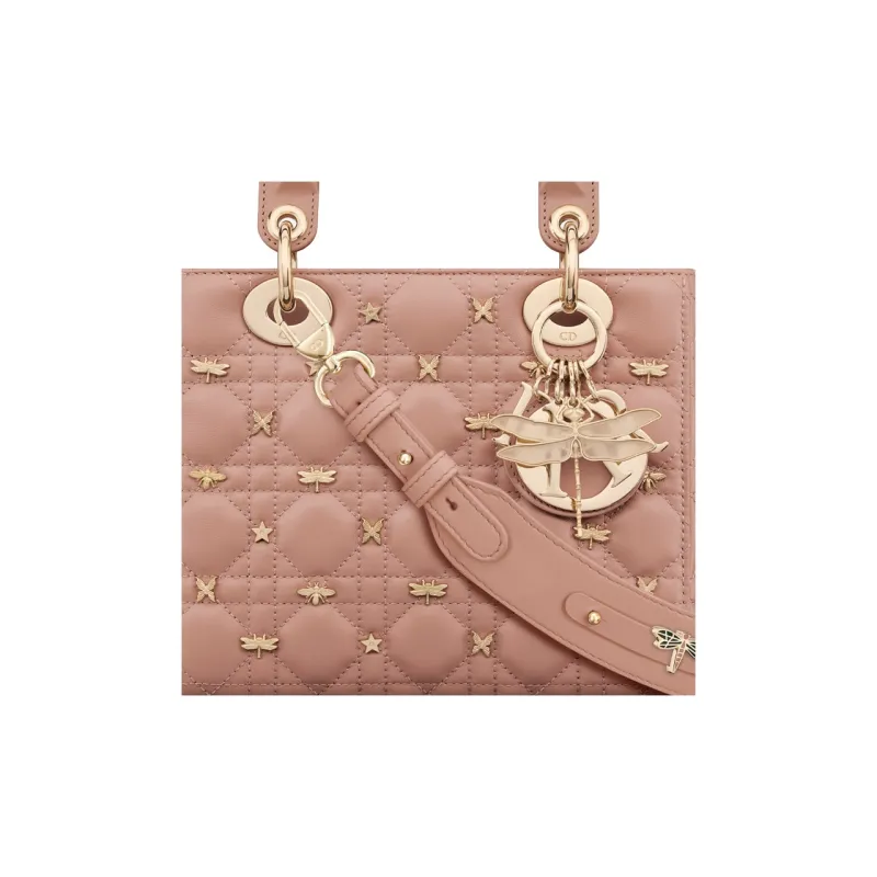 DIOR Lady Dior Lambskin Lady Dior Bag, Shoulder Bag, Crossbody Bag, Handbag Small Size Women's Rose Pink-4