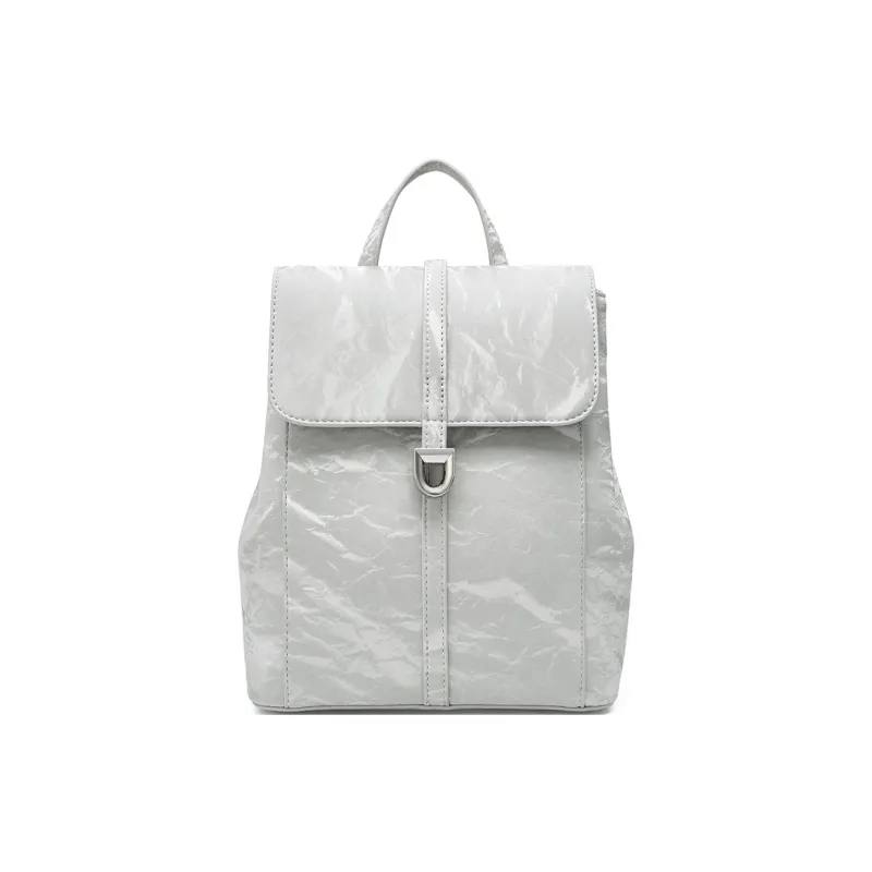 JOSINY PU Backpack Medium Size Women's Silver Gray/Ecru/Brown-4