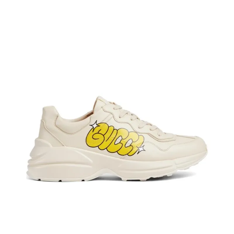 GUCCI Rhyton Slip Resistant Low Top Casual Shoes Men's Beige-1