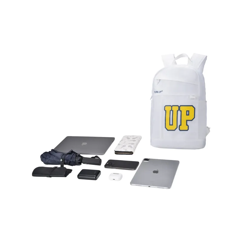 TURN UP Polyester Backpack Laptop Bag Regular Unisex White Yellow-4