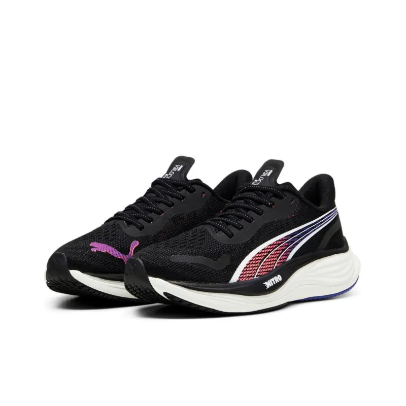 PUMA Velocity Nitro 3 Anti Slip Wear Resistant Low Top Running Shoes Women's Black Red Blue-2