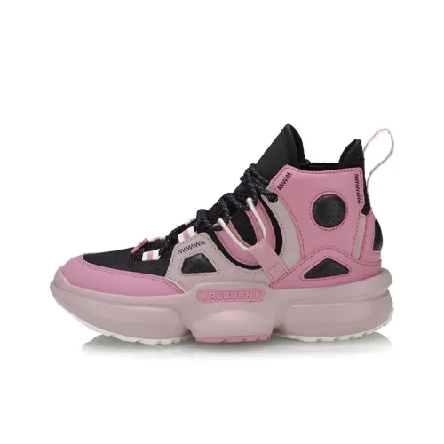 LINING Reburn Vintage Basketball Shoes Women's High-Top Dark Blush