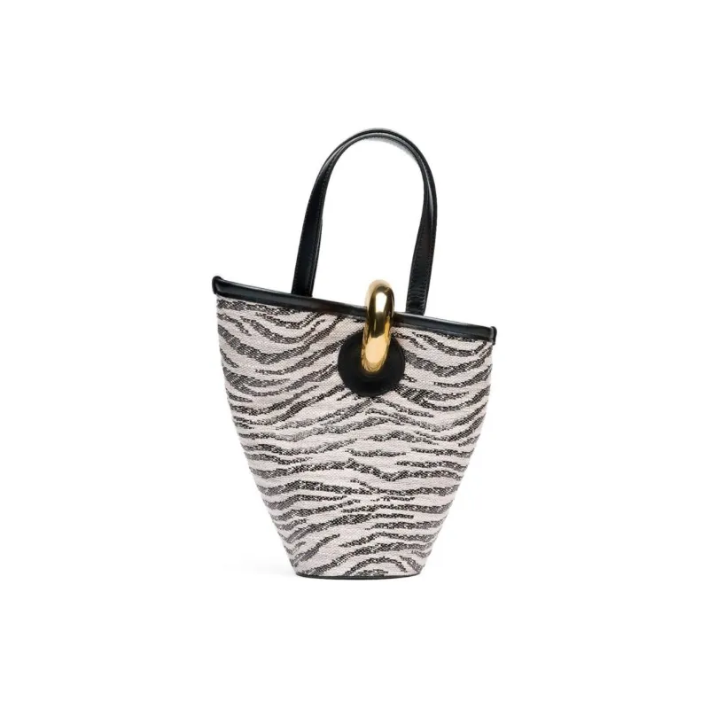 Jacquemus Cow Leather Handbag Mini Women's Black White-2