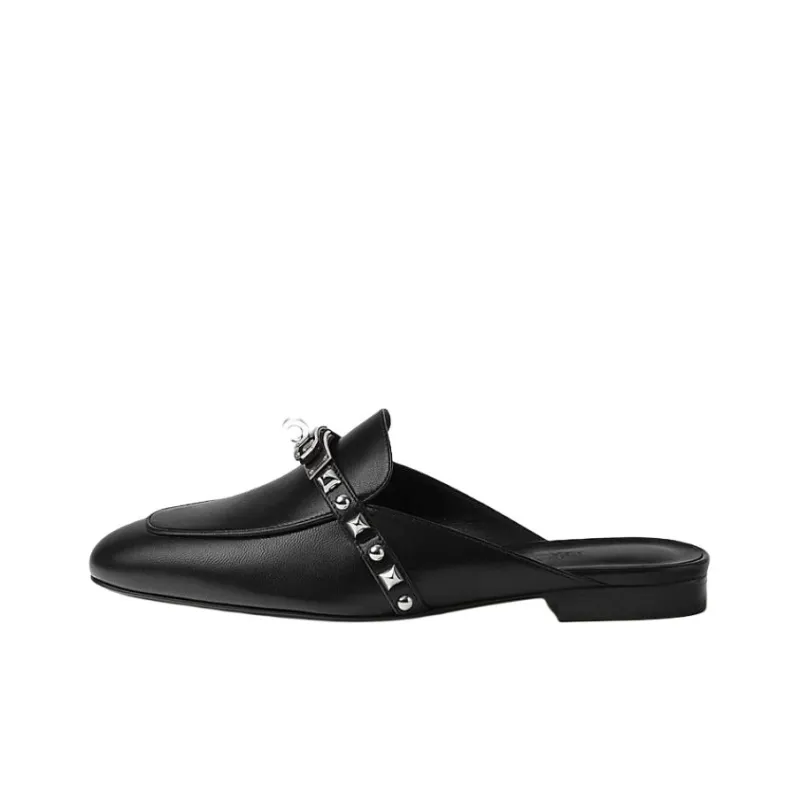 HERMES Oz Wrap-toe Slippers Women's Black-0