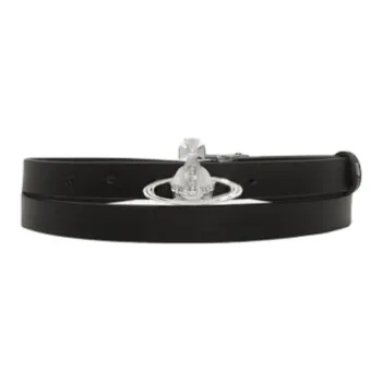 Vivienne Westwood Cow Leather Belts Unisex Black Width 4CM