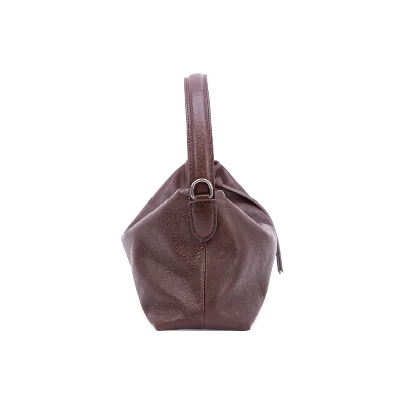 VENOF Genuine Cow Leather Shoulder Bag Dumpling Bag Handbag Small Size Women's Ebony/Kahlo/Desert Brown-3