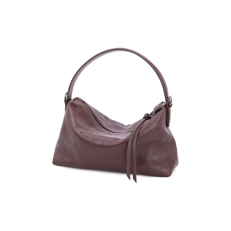 VENOF Genuine Cow Leather Shoulder Bag Dumpling Bag Handbag Small Size Women's Ebony/Kahlo/Desert Brown-2