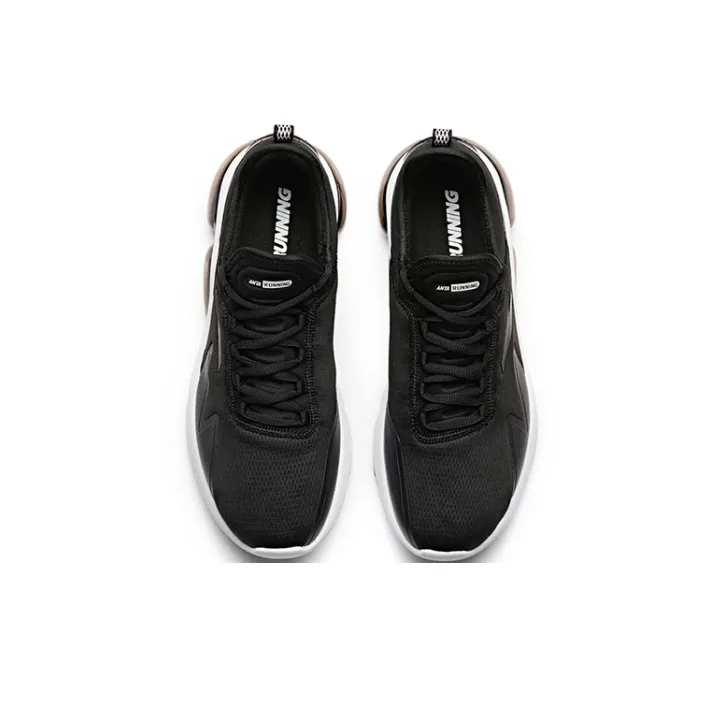 Anta Cushioned Slip Resistant Breathable Coverage Low Top Running Shoes Men's Black White-2