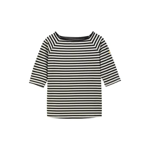 Le Coq Sportif T-Shirts Women's Black/White Striped