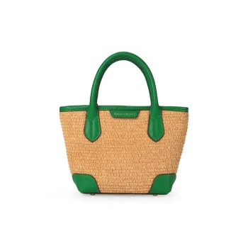 Abbott-VINTAGE Cow Leather Shoulder Bag Small Size Women's White/Green
